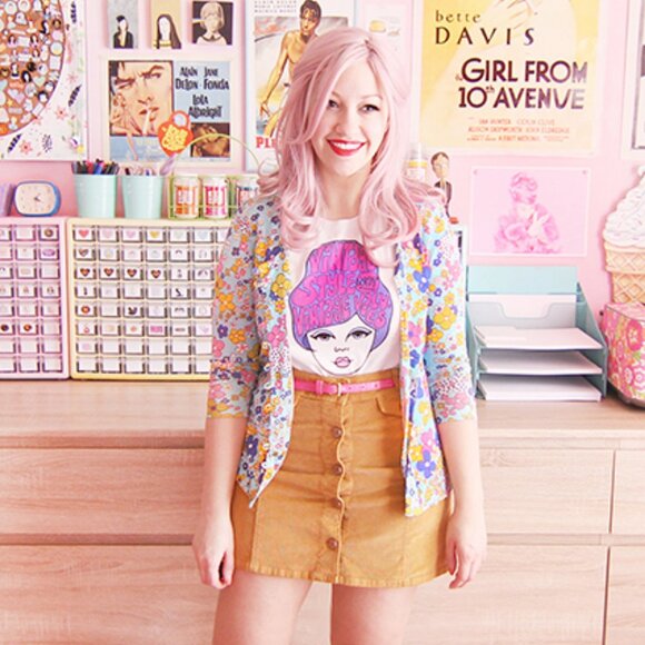 Vintage flower power blue floral button down shirt/cardigan - fits like a medium - Picture 2 of 9